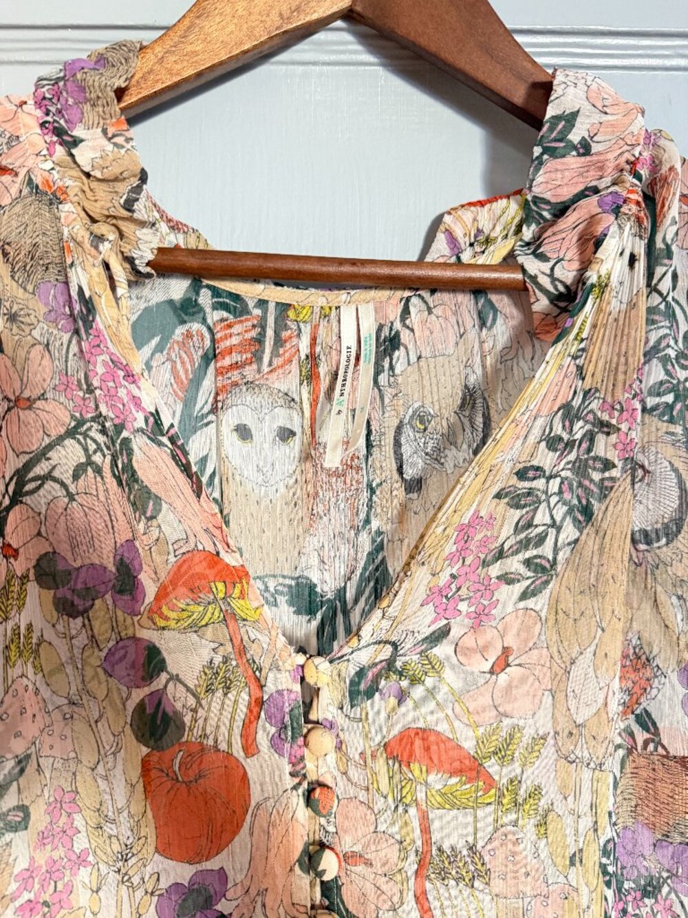 Anthropologie Marais Printed Chiffon Maxi Dress, Floral Print, Size 1X - Picture 4 of 9